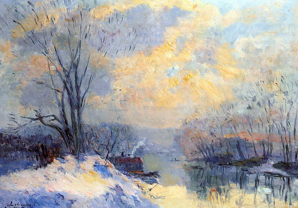  Albert Lebourg The Small Branch of the Seine at Bas Meudon, Snow and Sunlight - Canvas Art Print