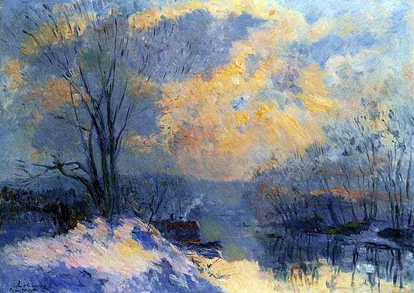  Albert Lebourg The Small Branch of the Seine at Bas-Meudon: Snow and Winter Sun - Canvas Art Print