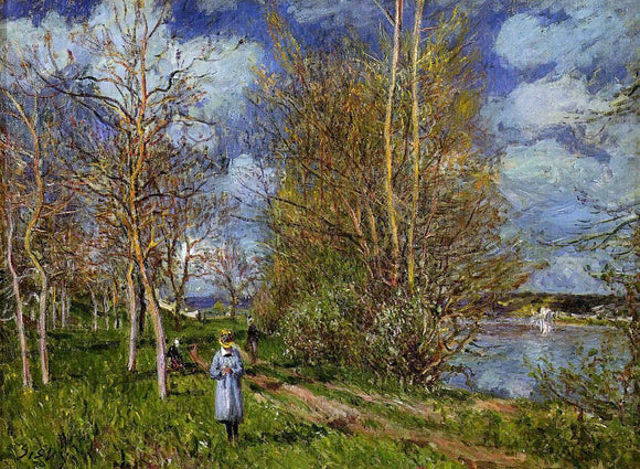  Alfred Sisley The Small Meadow In Spring - By - Canvas Art Print