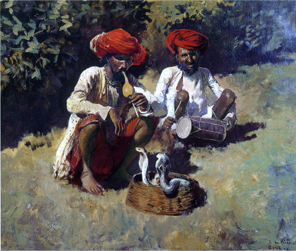  Edwin Lord Weeks The Snake Charmers, Bombay - Canvas Art Print
