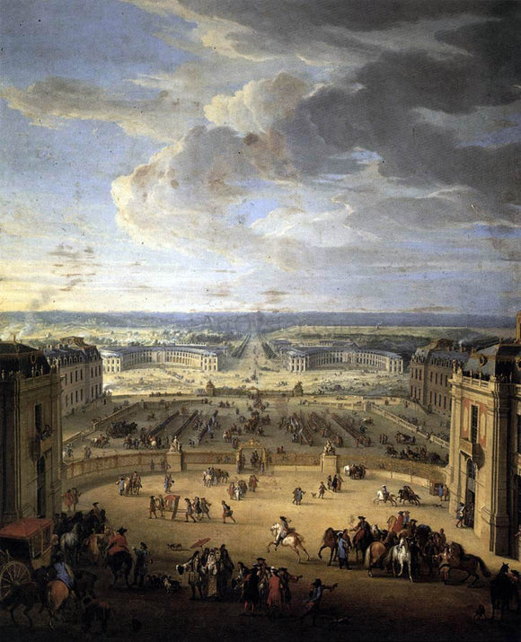  Jean-Baptiste Martin The Stables Viewed from the Chateau at Versailles - Canvas Art Print