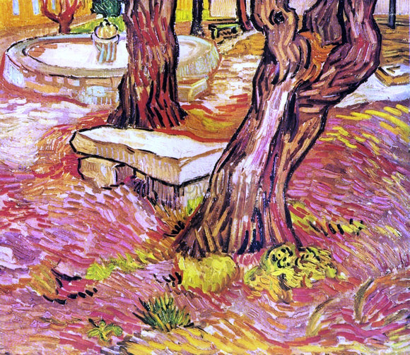  Vincent Van Gogh The Stone Bench in the Garden at Saint-Paul Hospital - Canvas Art Print