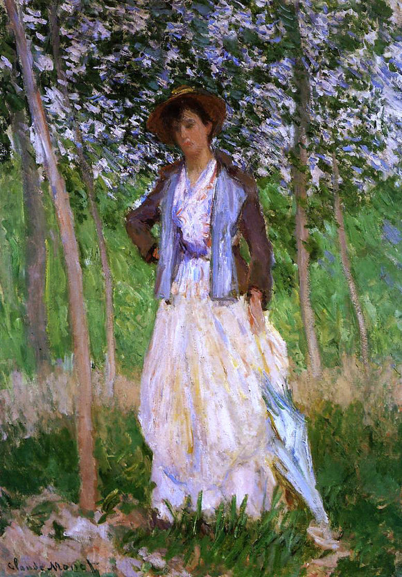  Claude Oscar Monet The Stroller (Suzanne Hoschede) (also known as Taking a Walk) - Canvas Art Print