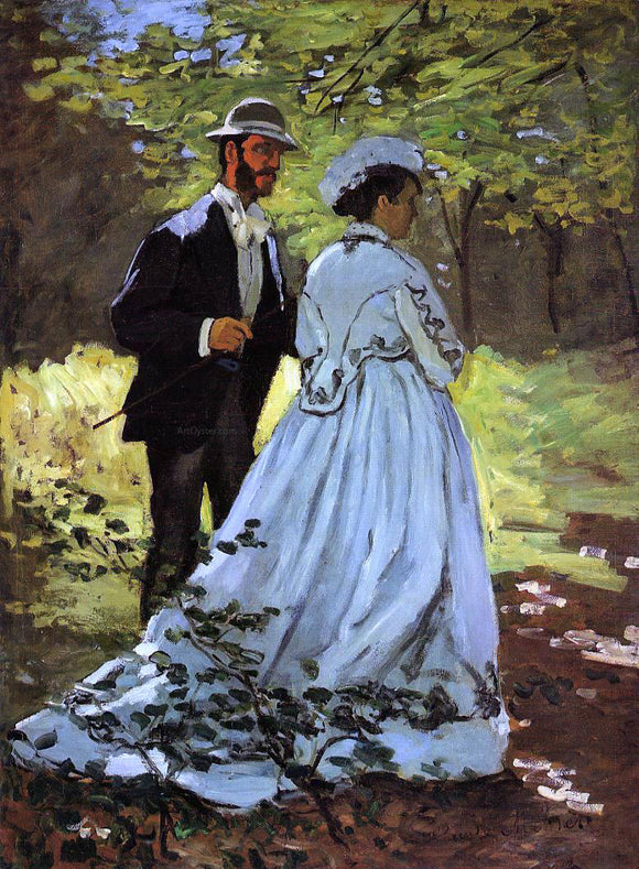  Claude Oscar Monet The Strollers (study for 'Luncheon on the Grass') - Canvas Art Print