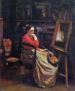  Jean-Baptiste-Camille Corot The Studio (also known as Young Woman with a Mandolin) - Canvas Art Print