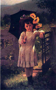  John George Brown The Sunflower Girl - Canvas Art Print