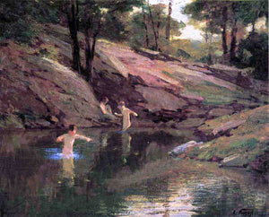  Edward Potthast The Swimming Hole - Canvas Art Print