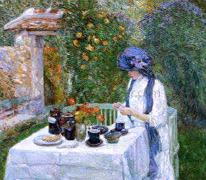  Frederick Childe Hassam The Terre-Cuite Tea Set (also known as French Tea Garden) - Canvas Art Print