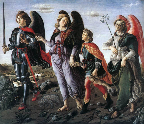  Francesco Botticini The Three Archangels with Tobias - Canvas Art Print
