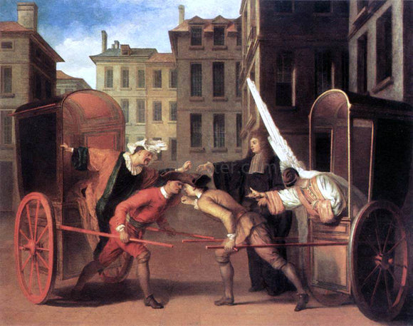  Claude Gillot The Two Coaches - Canvas Art Print