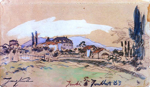  Johan Barthold Jongkind The Village - Canvas Art Print
