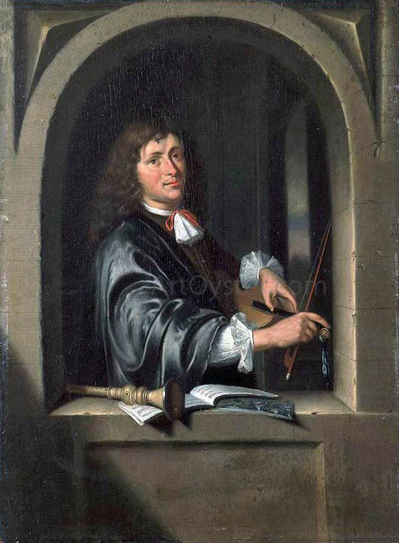  Pieter Cornelisz. Van Slingelandt The Violist - Canvas Art Print
