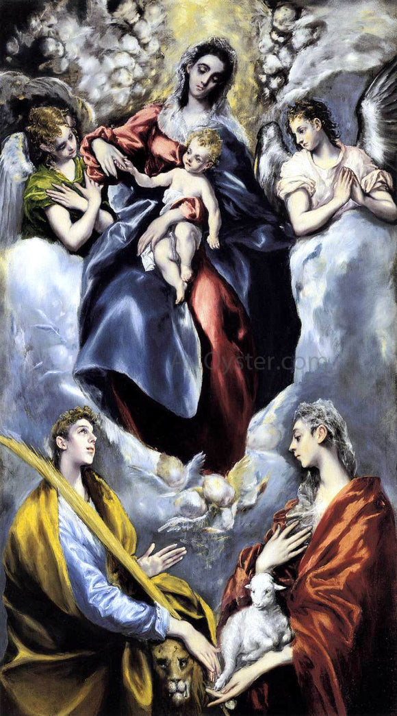  El Greco The Virgin and Child with St Martina and St Agnes - Canvas Art Print