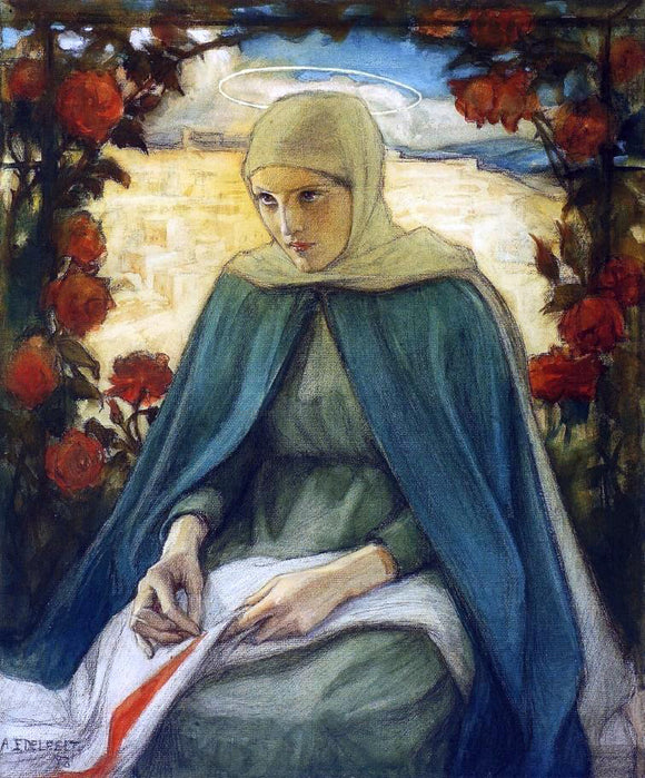  Albert Edelfelt The Virgin Mary in the Rose Garden - Canvas Art Print