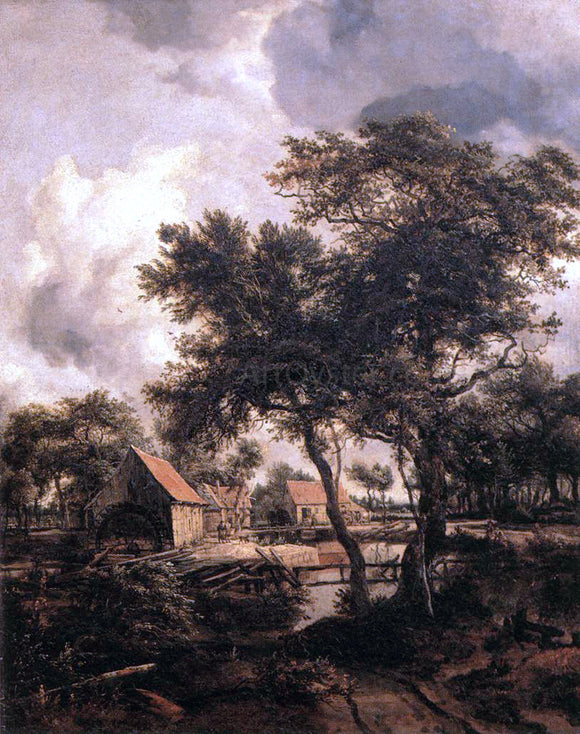  Meindert Hobbema The Water Mill - Canvas Art Print