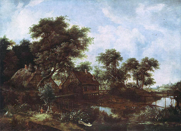  Meindert Hobbema The Watermill - Canvas Art Print