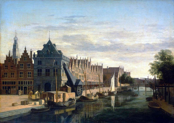  Gerrit Adriaensz Berckheyde The Weigh-House and Crane on the Spaarne at Haarlem - Canvas Art Print