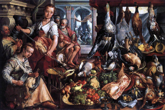  Joachim Beuckelaer The Well-Stocked Kitchen - Canvas Art Print