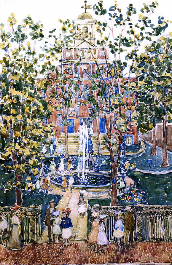  Maurice Prendergast The West Church (also known as Fountain at the West Church, Boston) - Canvas Art Print