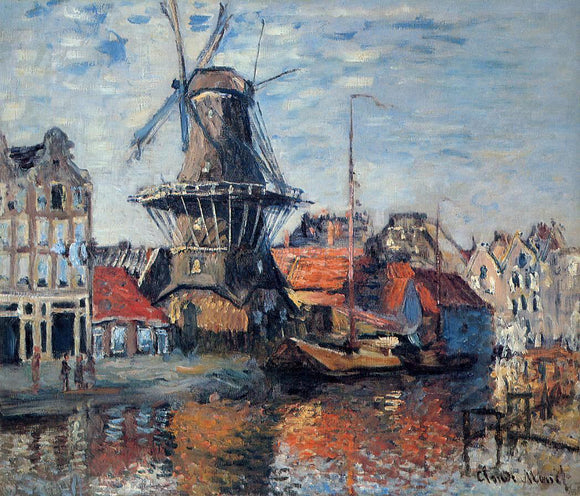  Claude Oscar Monet The Windmill on the Onbekende Canal, Amsterdam - Canvas Art Print