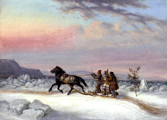  Cornelius Krieghoff The Winter Crossing from Levis to Quebec - Canvas Art Print