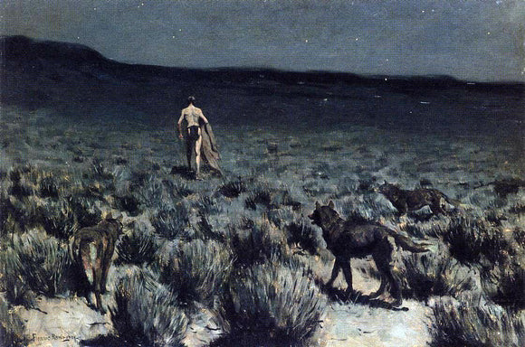  Frederic Remington The Wolves Sniffed Along on the Trail, but Came No Closer - Canvas Art Print