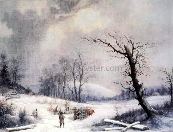  George Henry Durrie The Wood Sled (also known as Homeward Path) - Canvas Art Print