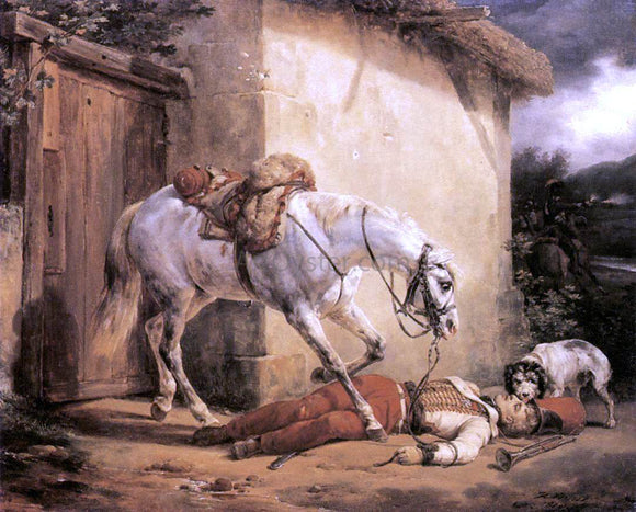  Horace Vernet The Wounded Trumpeter - Canvas Art Print