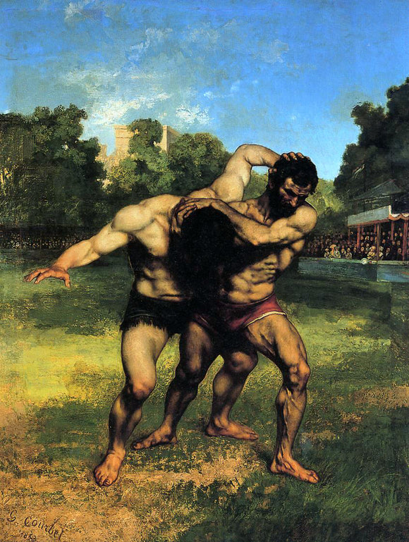  Gustave Courbet The Wrestlers - Canvas Art Print