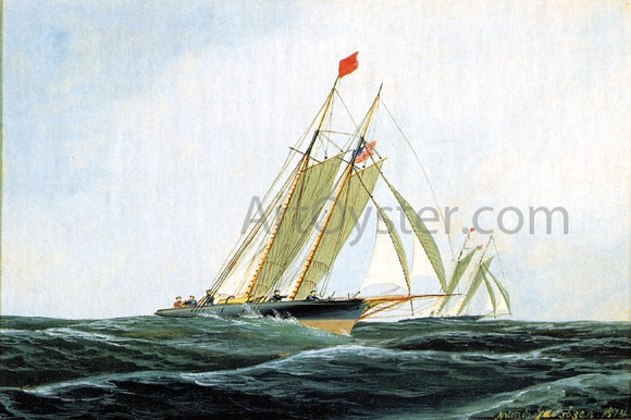  Antonio Jacobsen The Yacht Race - Canvas Art Print