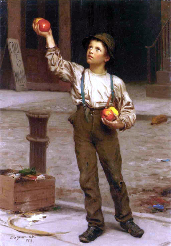  John George Brown The Young Apple Salesman - Canvas Art Print