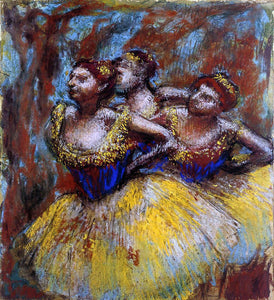  Edgar Degas Three Dancers: Yellow Skirts, Blue Blouses - Canvas Art Print