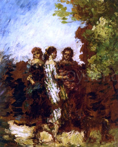  Adolphe-Joseph-Thomas Monticelli Three Friends - Canvas Art Print