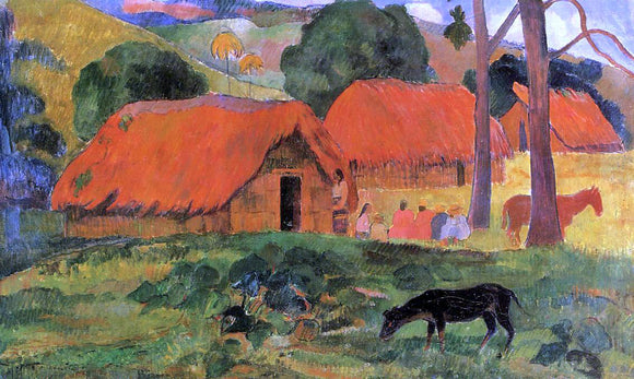  Paul Gauguin Three Huts, Tahiti - Canvas Art Print