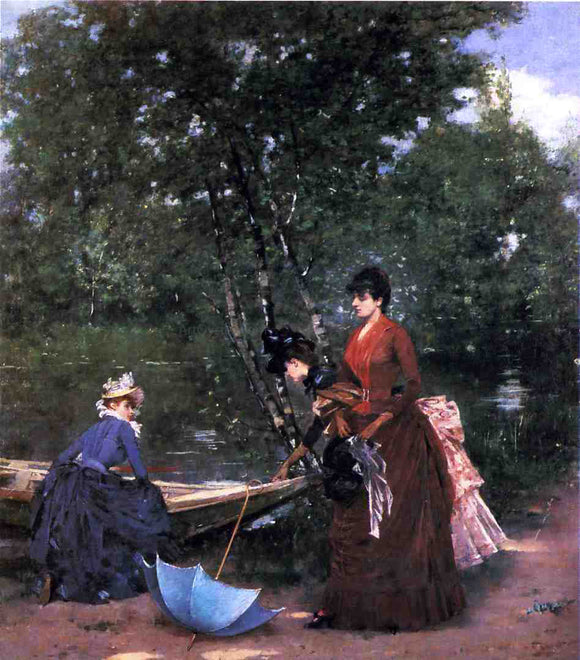  Francisco Miralles Y Gallup Three Parisian Women in the Bois de Boulogne - Canvas Art Print