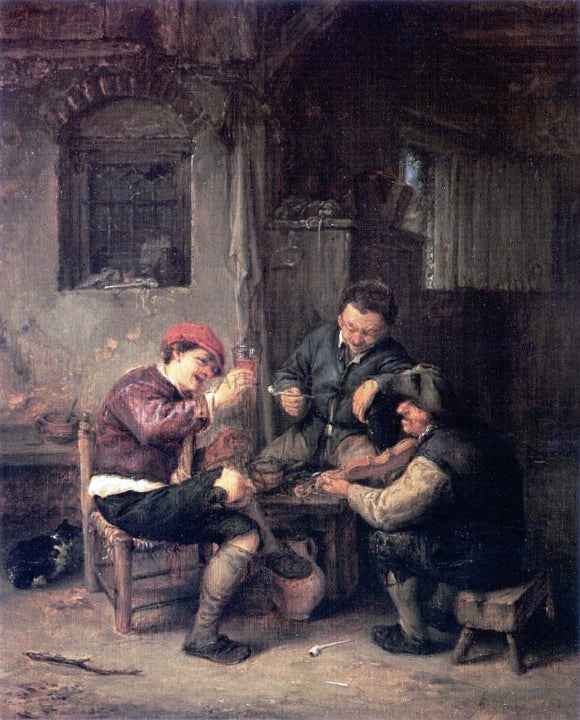  Adriaen Van Ostade Three Peasants at an Inn - Canvas Art Print