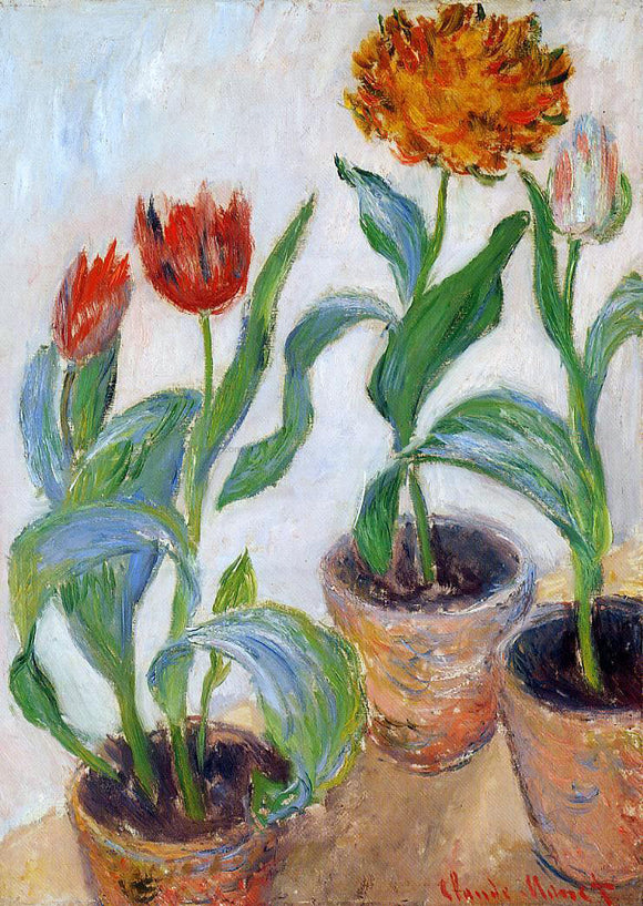  Claude Oscar Monet Three Pots of Tulips - Canvas Art Print