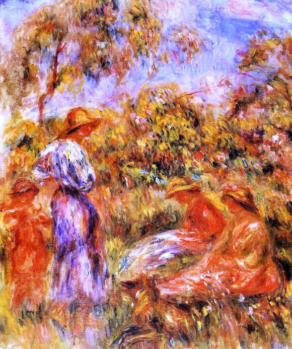  Pierre Auguste Renoir Three Women and Child in a Landscape - Canvas Art Print