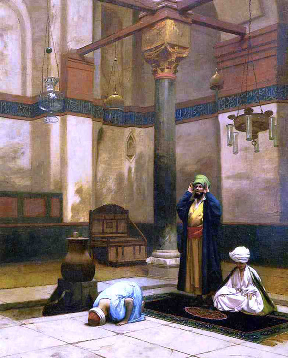  Jean-Leon Gerome Three Worshippers Praying in a Corner of a Mosque - Canvas Art Print