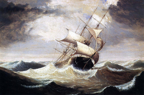  Fitz Hugh Lane Three-Master on a Rough Sea - Canvas Art Print