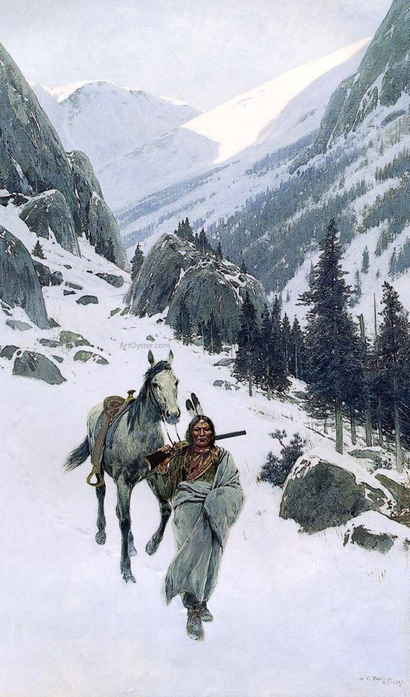  Henry F Farney Through the Pass, Winter - Canvas Art Print