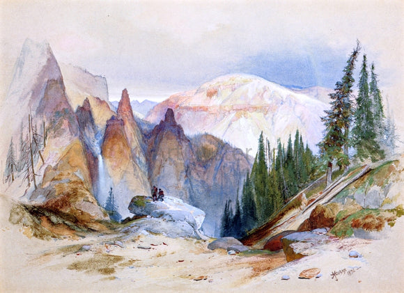  Thomas Moran Tower Falls and Sulphur Mountain, Yellowstone - Canvas Art Print