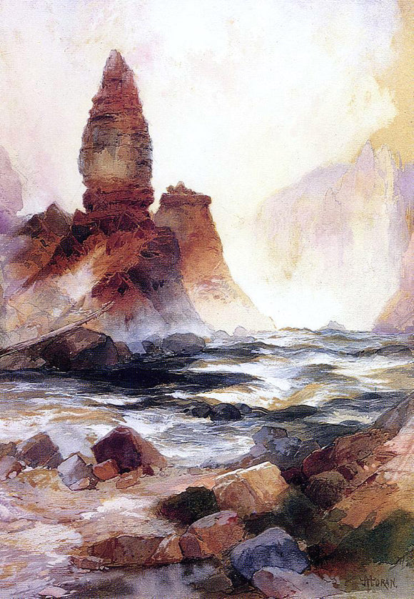  Thomas Moran Tower Falls and Sulphur Rock, Yellowstone - Canvas Art Print
