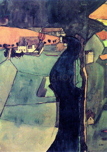  Egon Schiele Town on the Blue River - Canvas Art Print