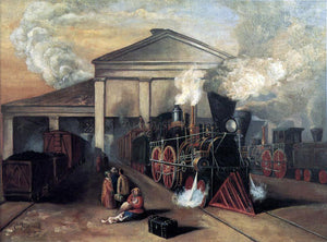  Eugene Sintzenich Train Leaving Auburn Station at Rochester, New York - Canvas Art Print