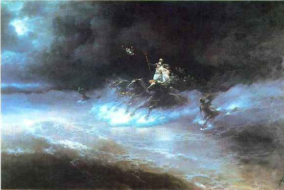  Ivan Constantinovich Aivazovsky Travel of Poseidon by sea - Canvas Art Print