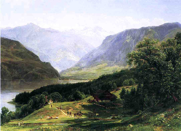  Thomas Worthington Whittredge Travelers in the Swiss Alps - Canvas Art Print