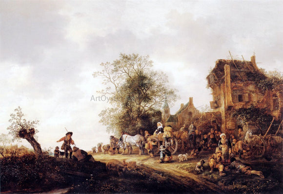  Isaac Van Ostade Travellers at a Country Inn - Canvas Art Print