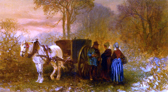  Charles Rochussen Travellers by a Horse and Cart in a Wooded Landscape - Canvas Art Print
