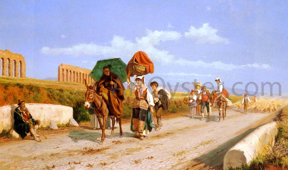  Pietro Gabrini Travellers In The Roman Campagna - Canvas Art Print